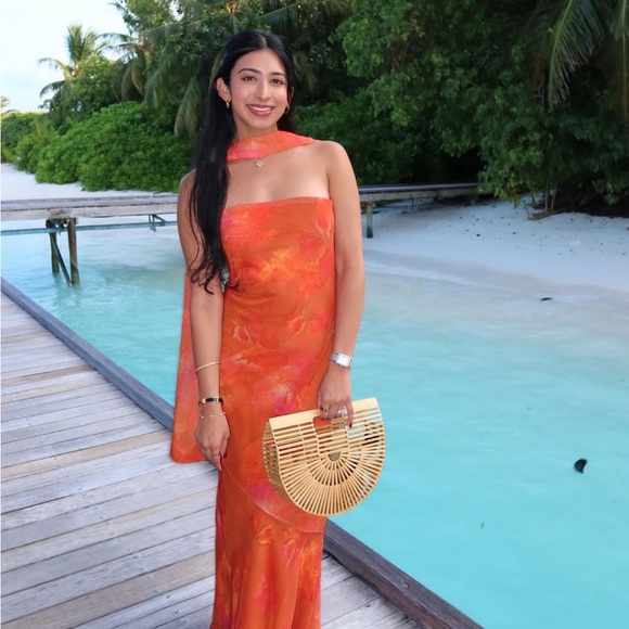 Peppermayo - Under the Pagoda Maxi Dress Amber - Strapless Orange Floral Dress - Picture 16 of 16